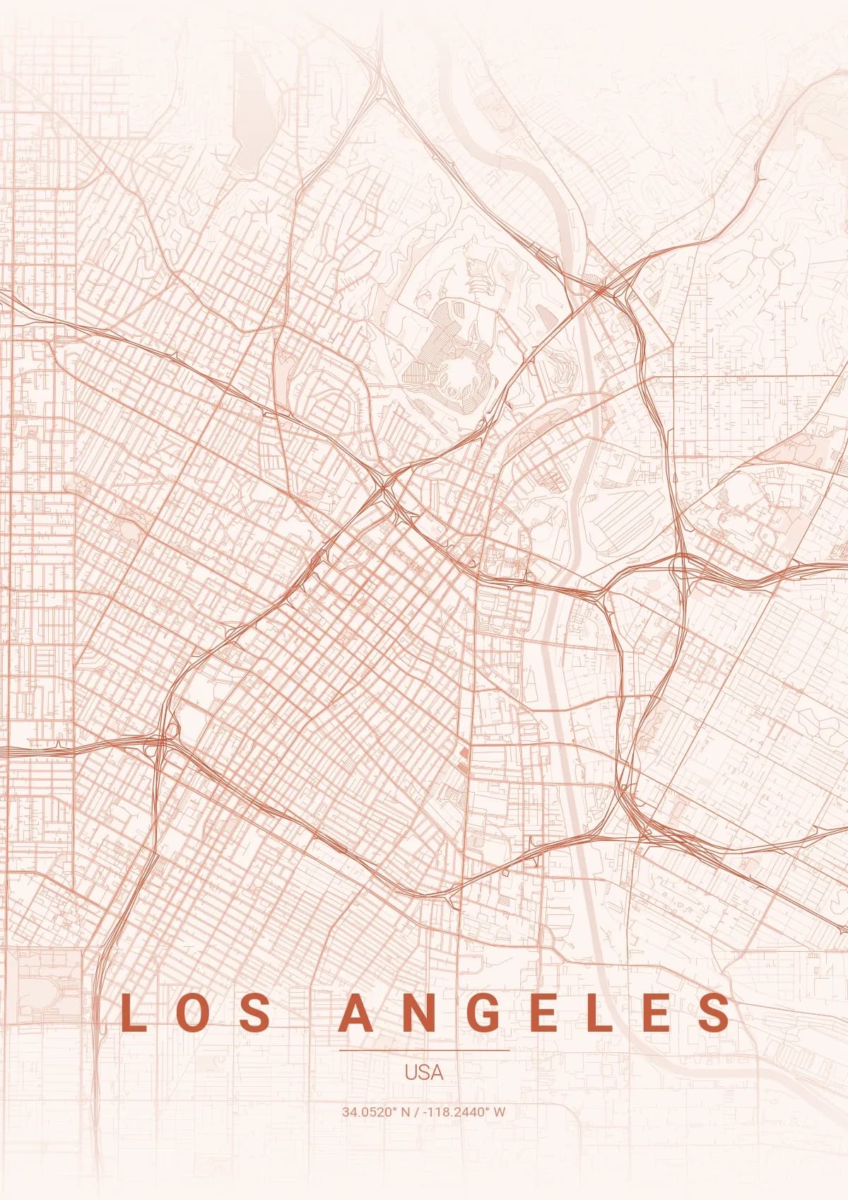 Los Angeles map poster in Sunset style
