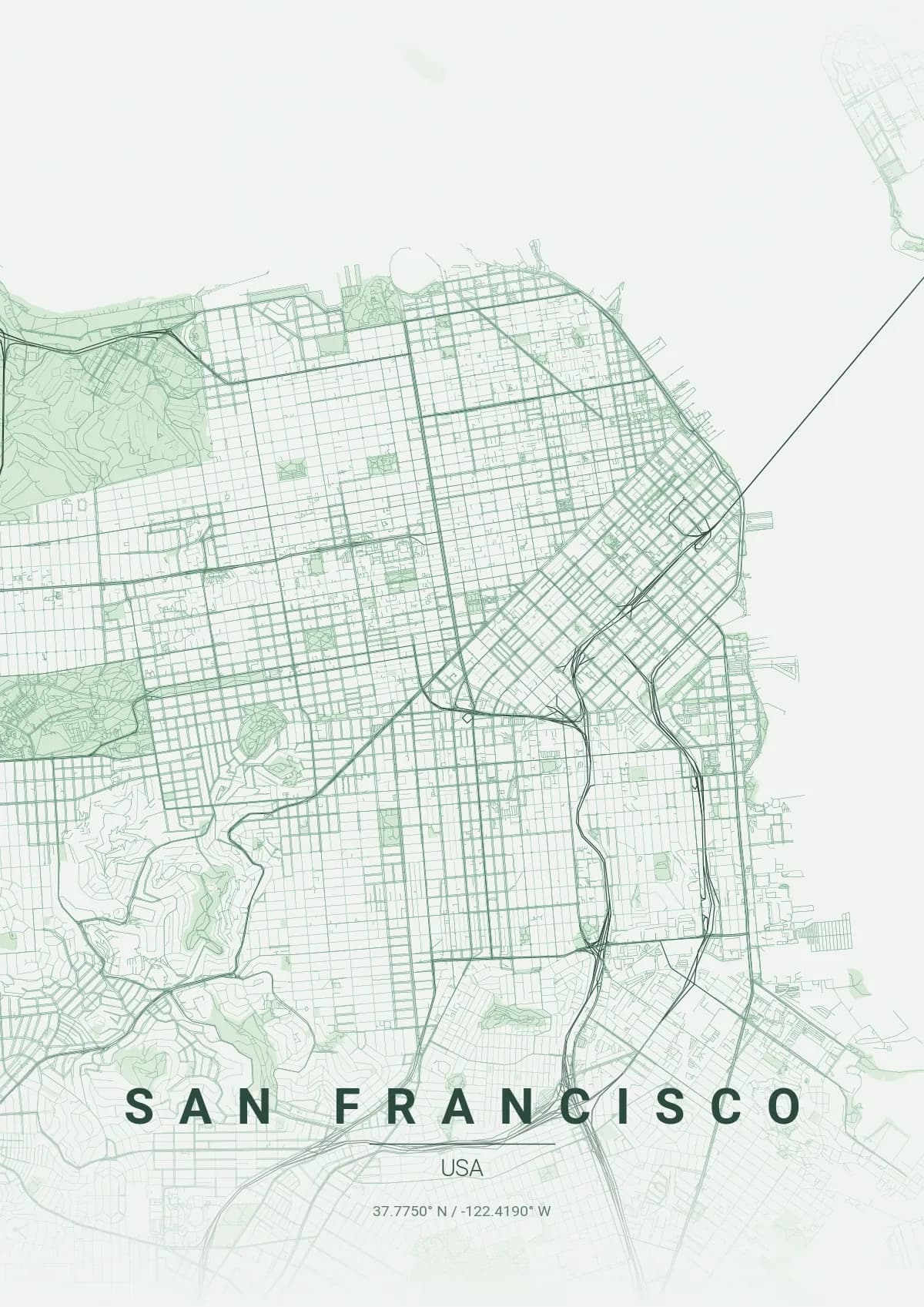 San Francisco map poster in Forest style