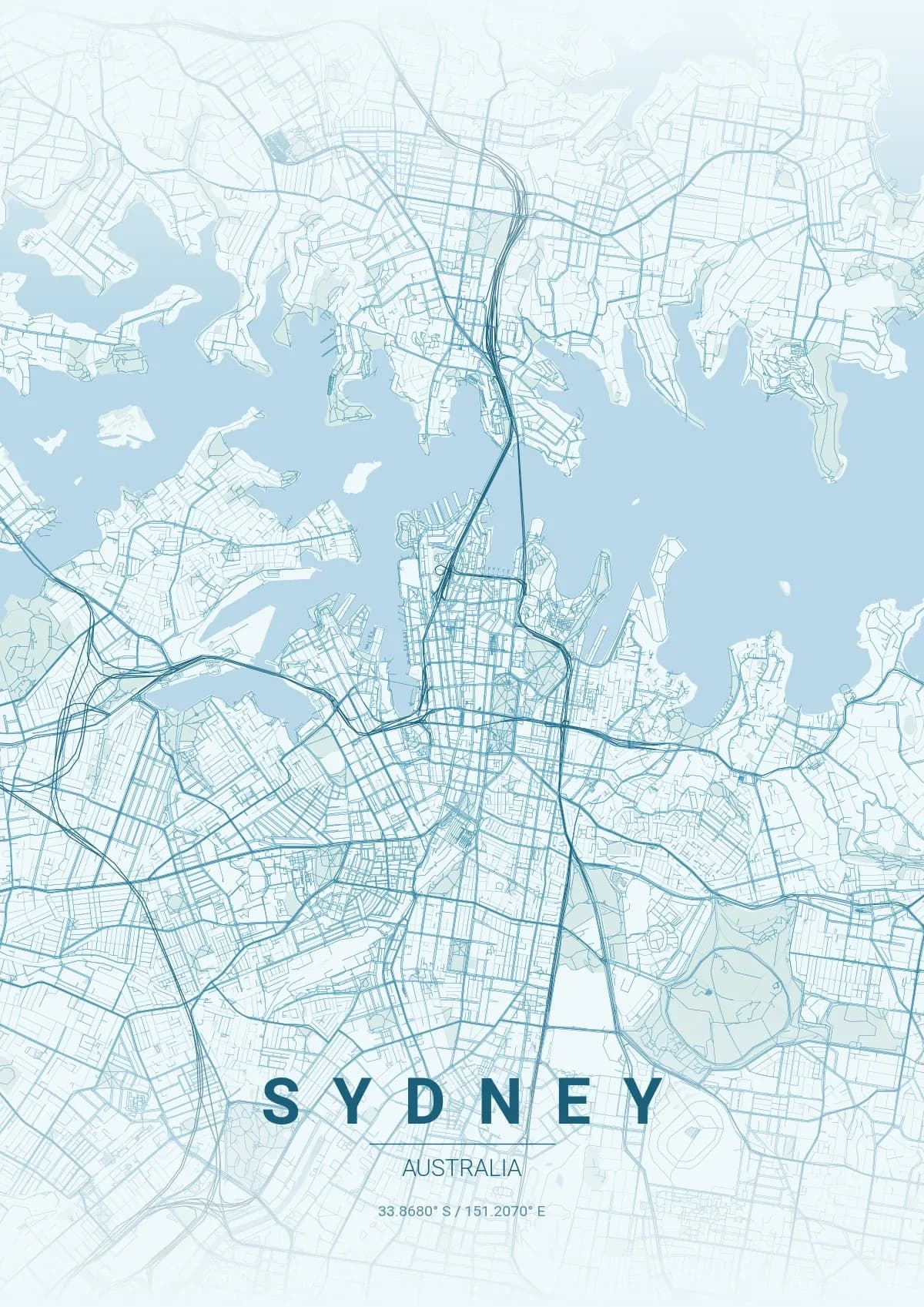 Sydney map poster in Ocean style