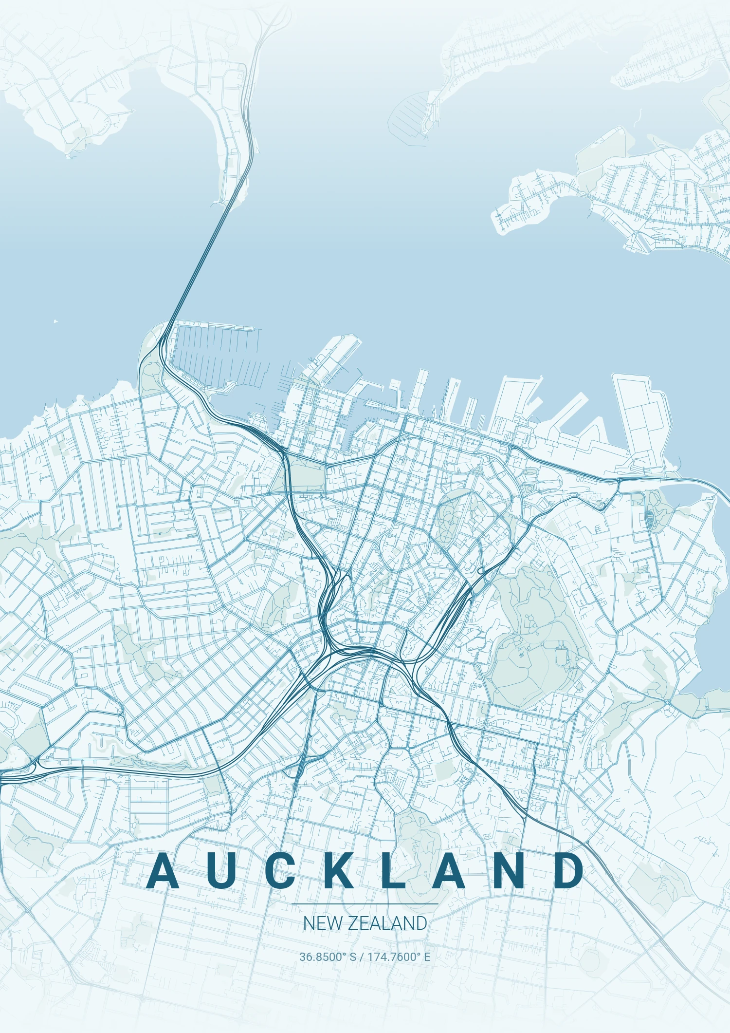 Auckland map poster in Ocean style