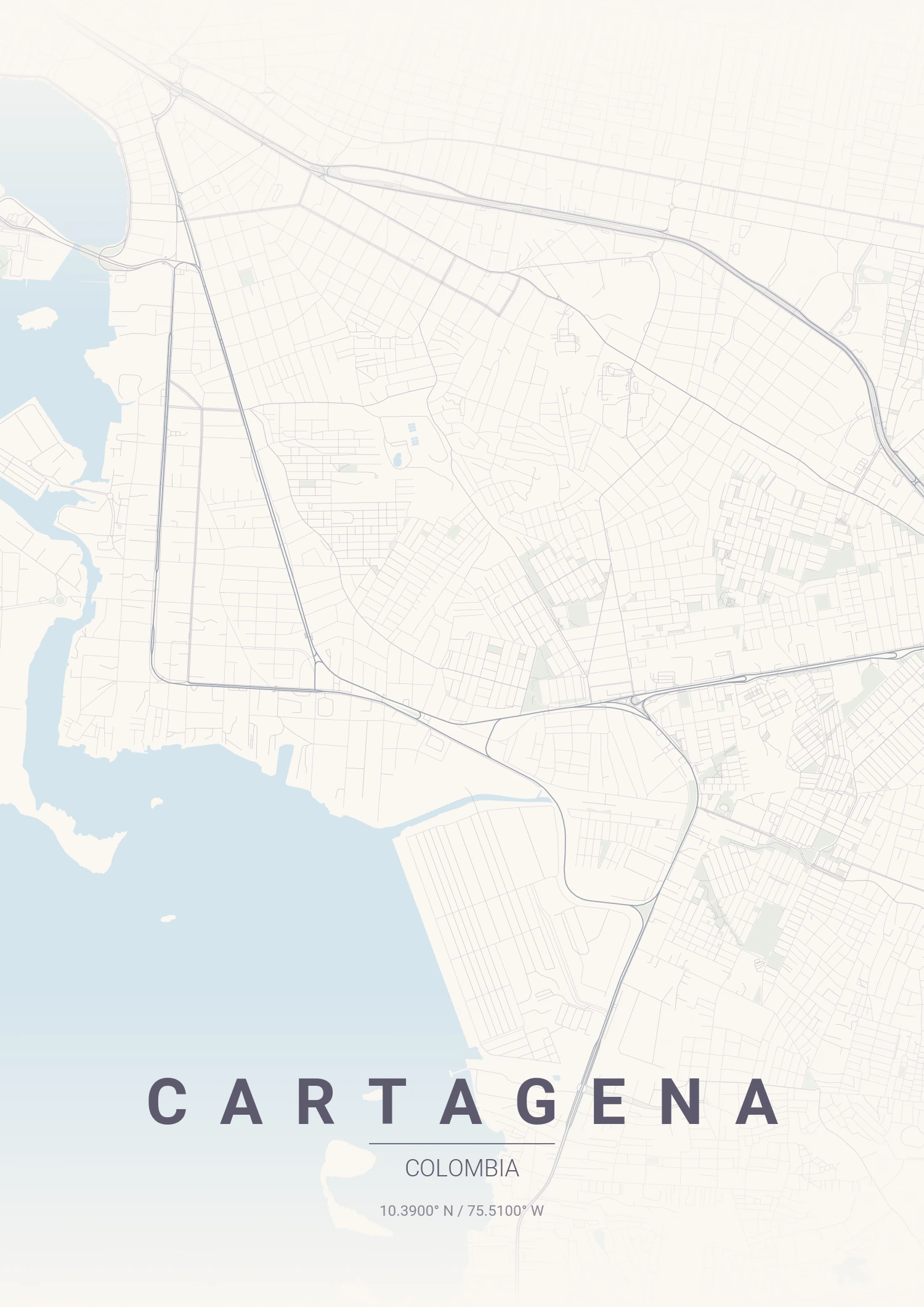 Cartagena map poster in Pastel Dream style