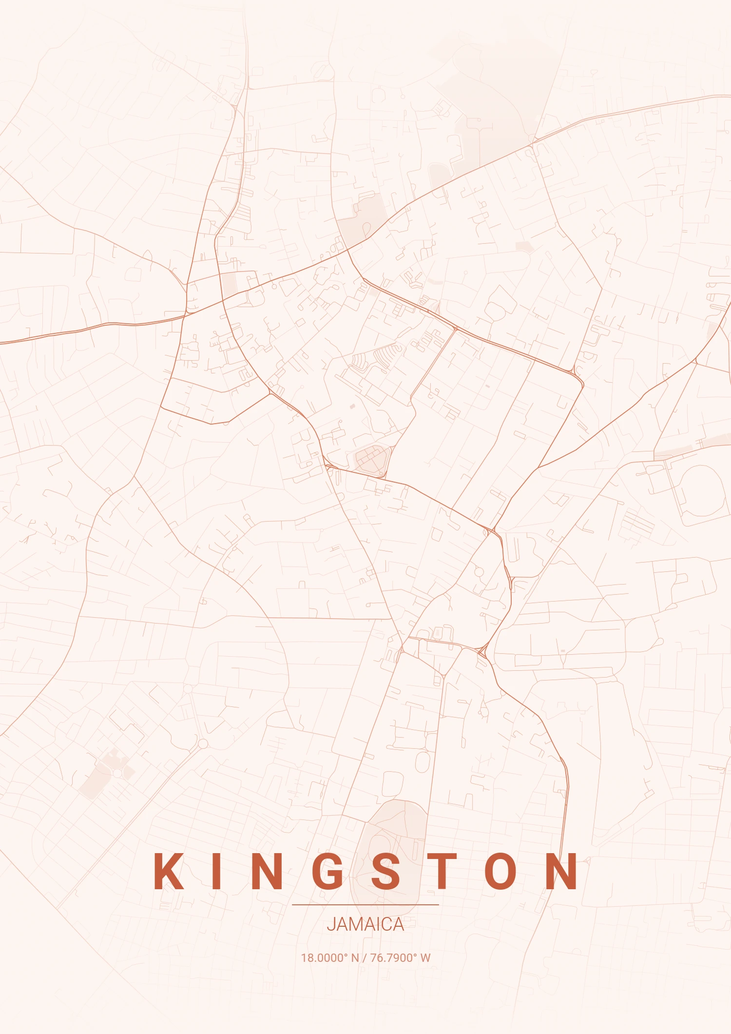 Kingston map poster in Sunset style