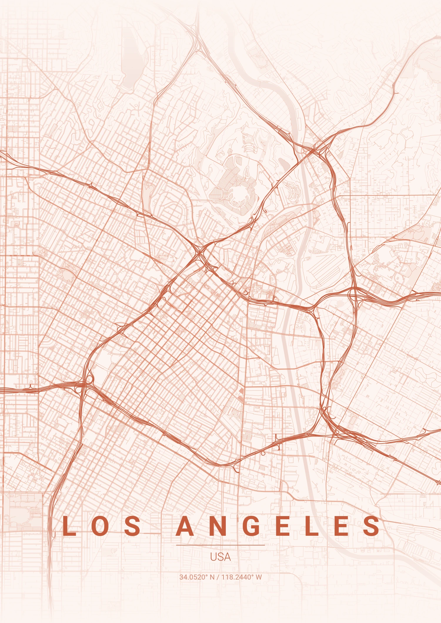 Los Angeles map poster in Sunset style