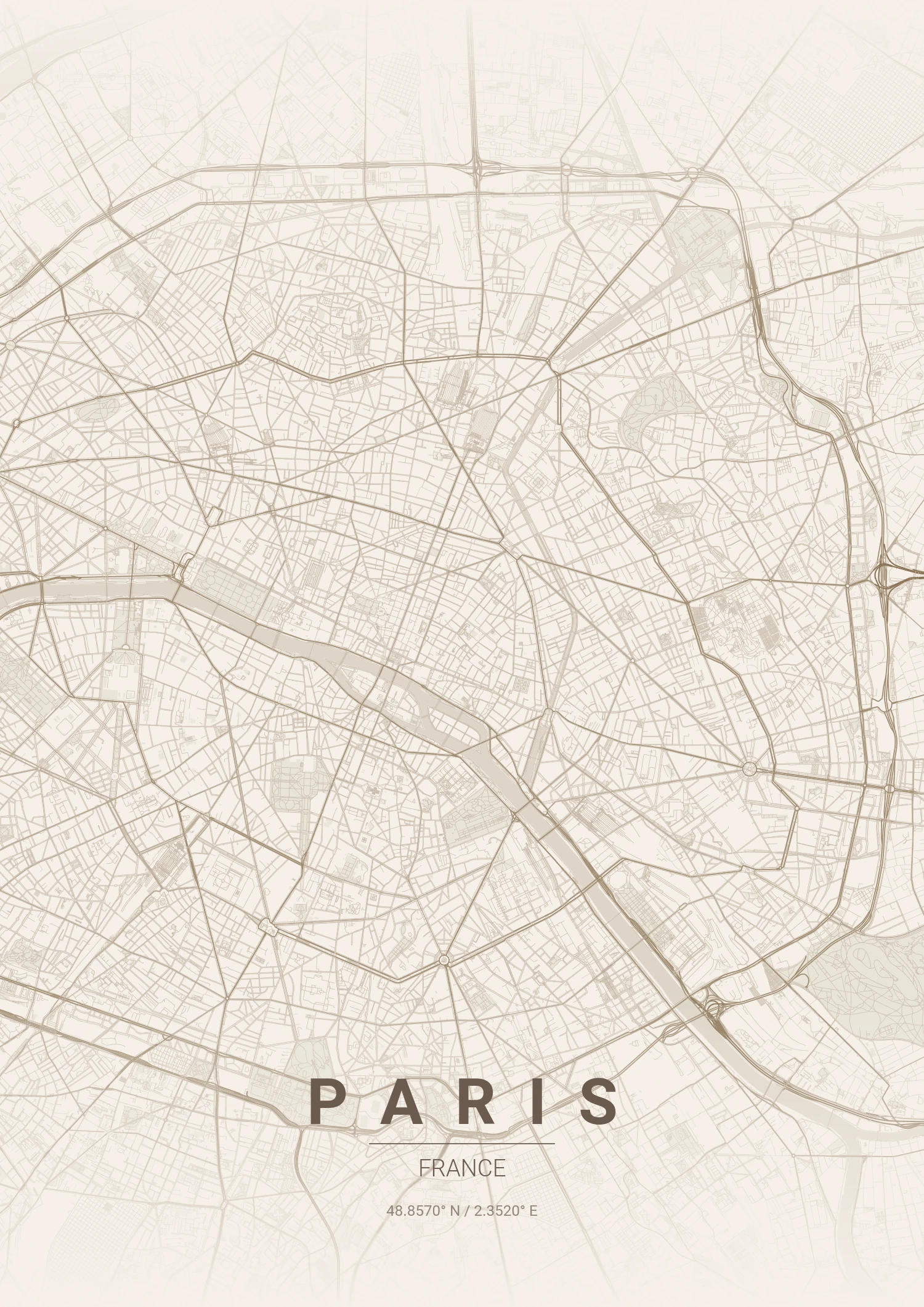 Paris map poster