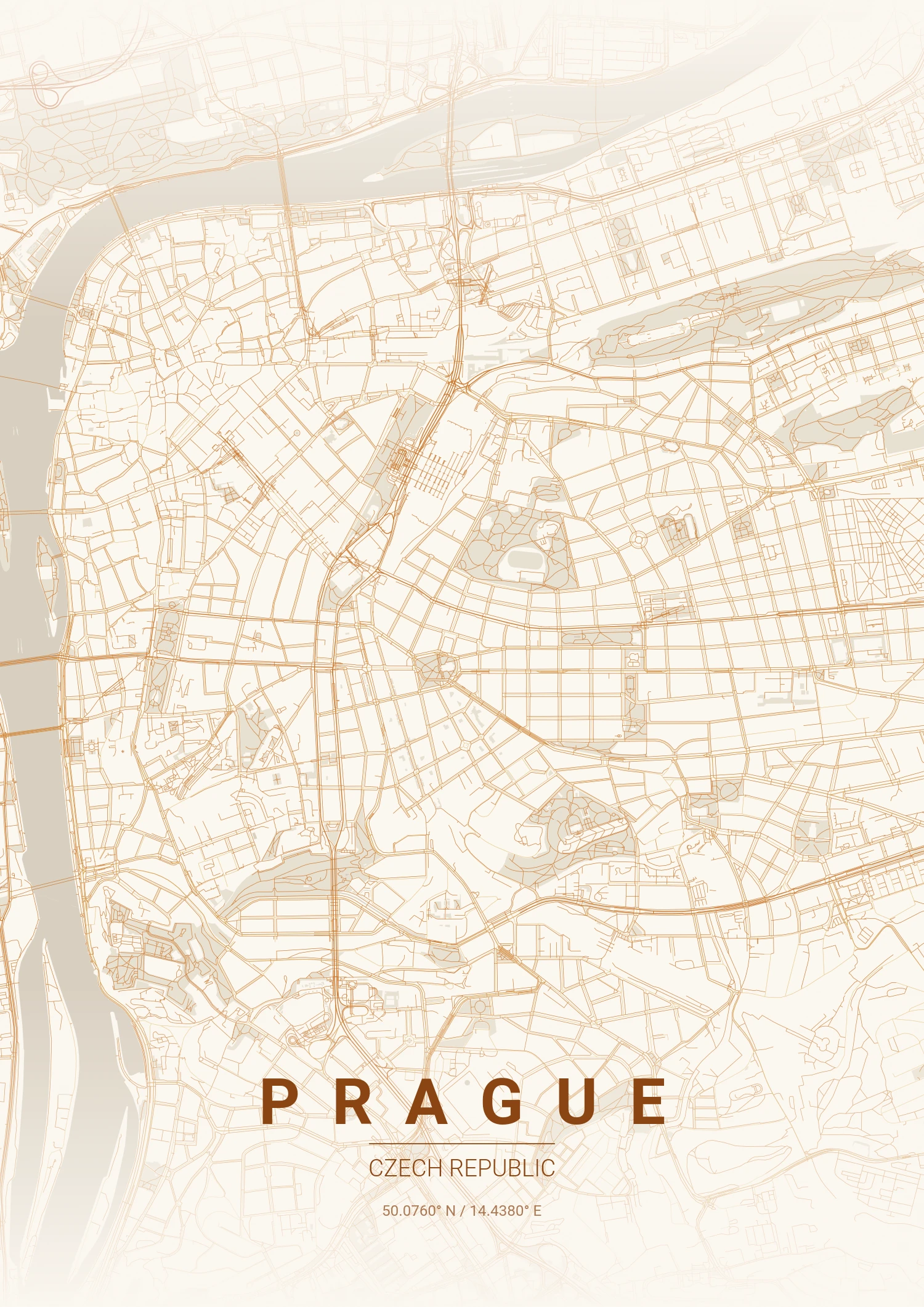 Prague map poster in Autumn style