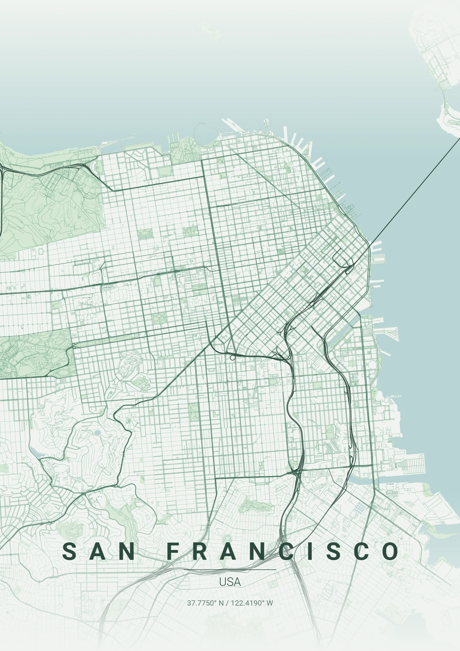 San Francisco map poster in Forest style