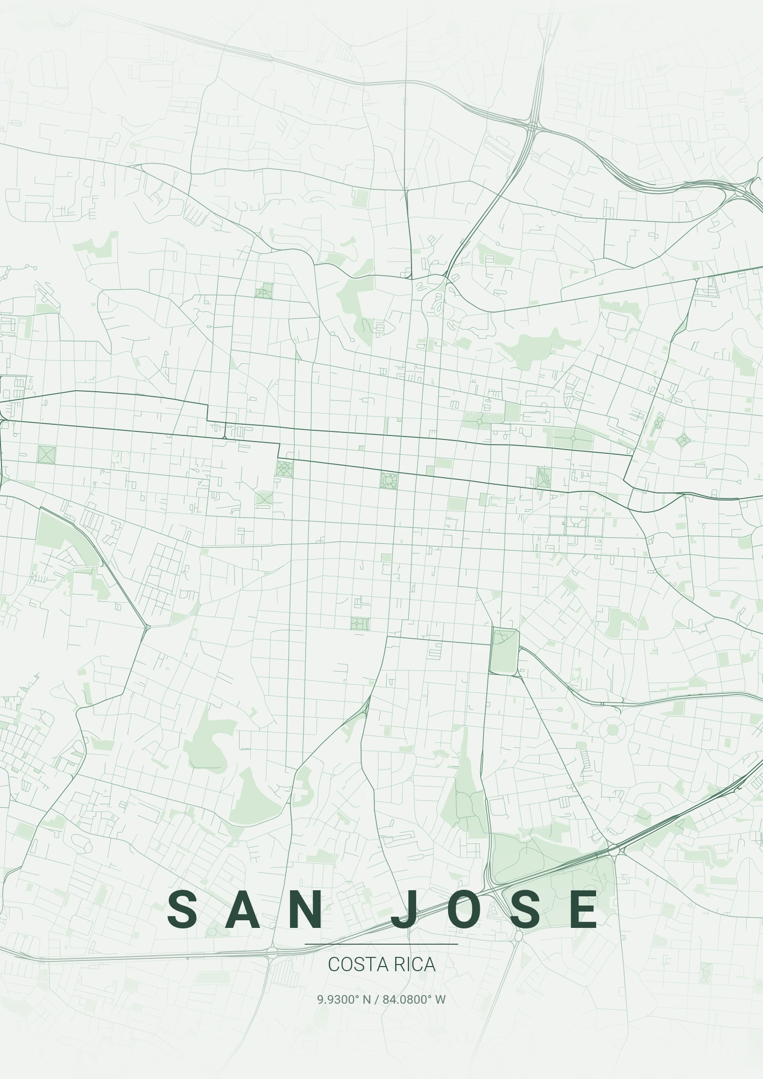 San Jose map poster in Forest style