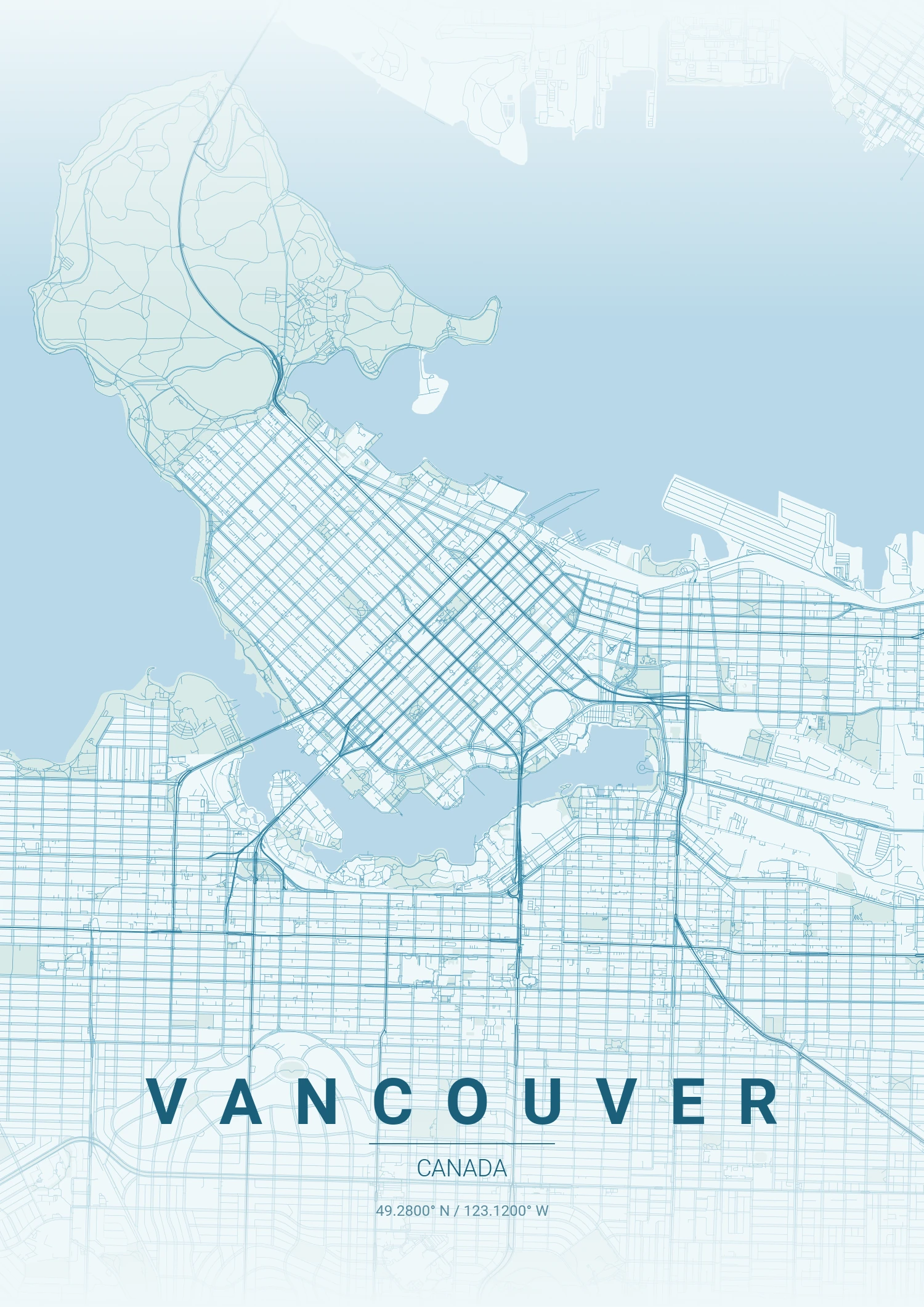 Vancouver map poster in Ocean style
