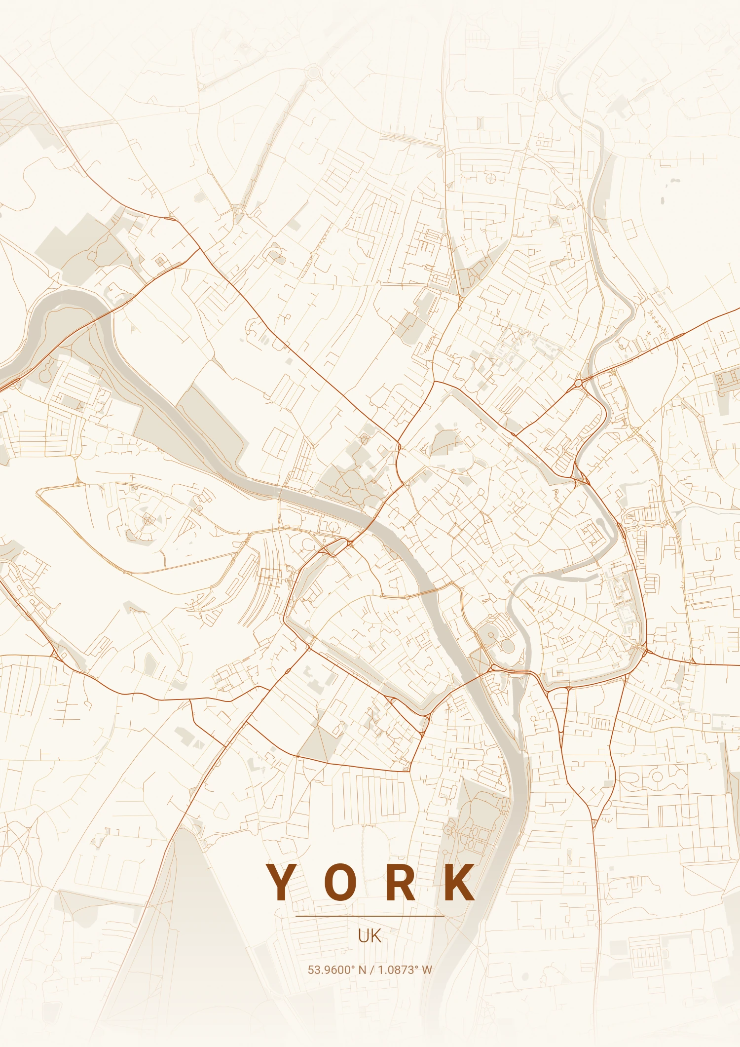 York map poster in Autumn style